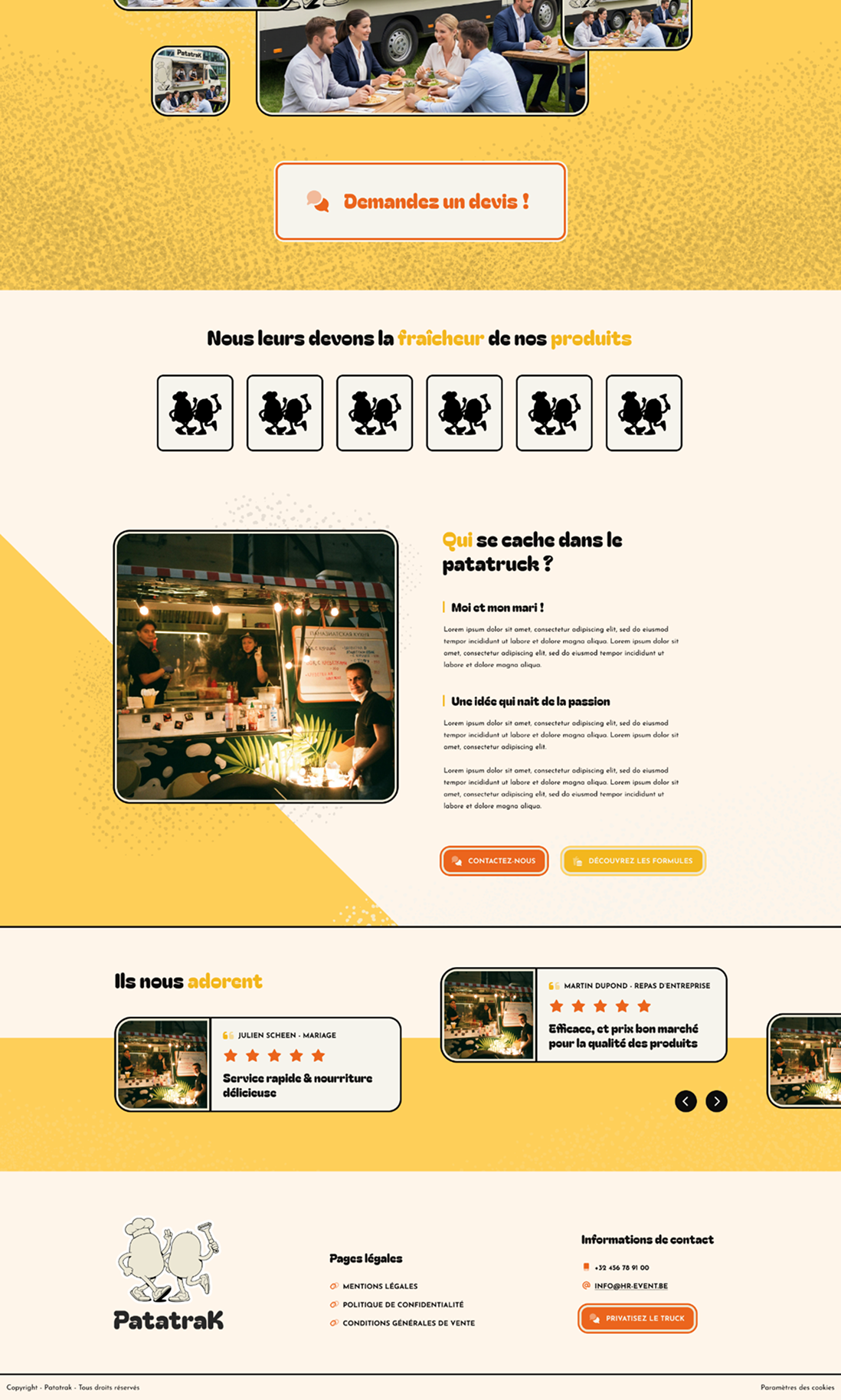 Vue alternative du site foodtruck-patatrak.be sur grands écrans.